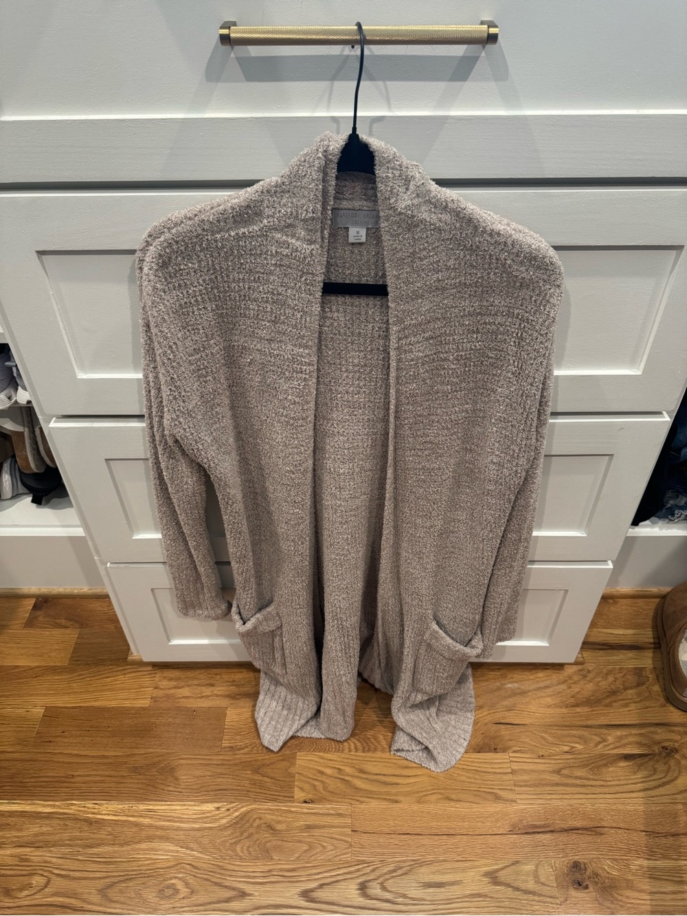 Barefoot Dreams Open-Front Cardigan in Light Taupe